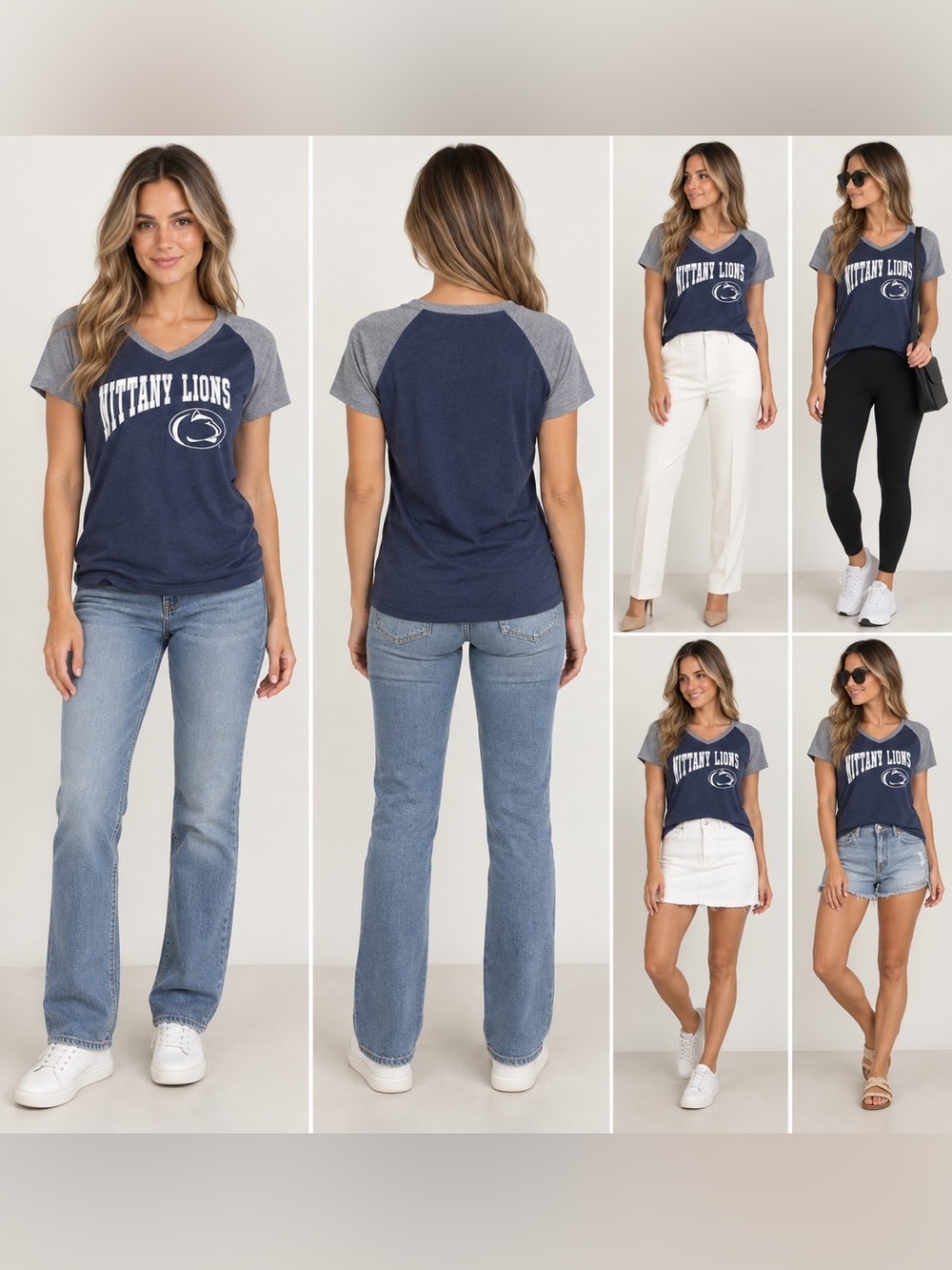 Penn State Nittany Lions Campus Heritage Raglan Tee Women’s M Navy Gray
